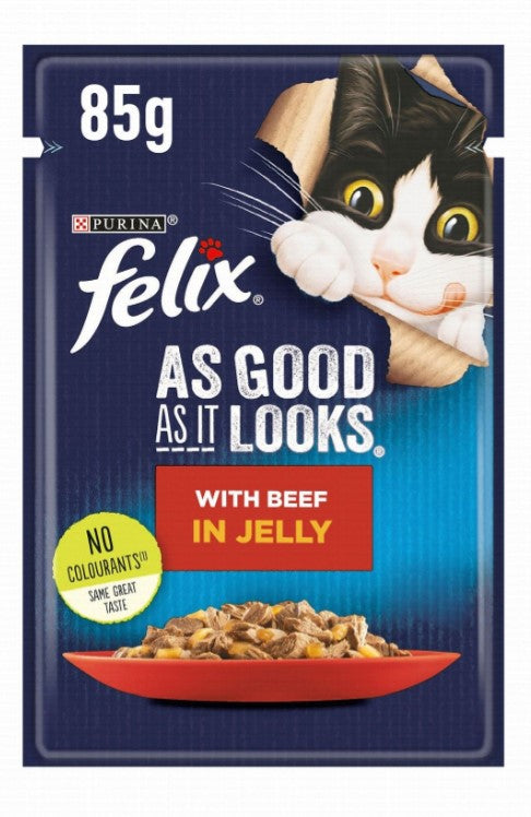Purina Felix As Good As It Looks Wet Food with Beef in Jelly for Adult Cats 85G