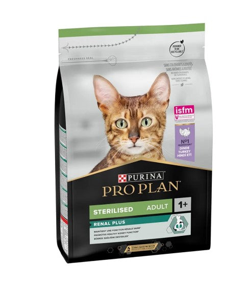 Purina Pro Plan Opti Renal Dry Food with Turkey for Sterilised Adult Cats (1+ Years) 400 gr