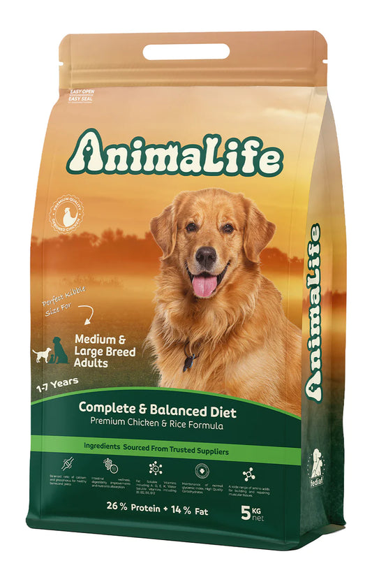 Animalife dry food with chicken for M dog 5K