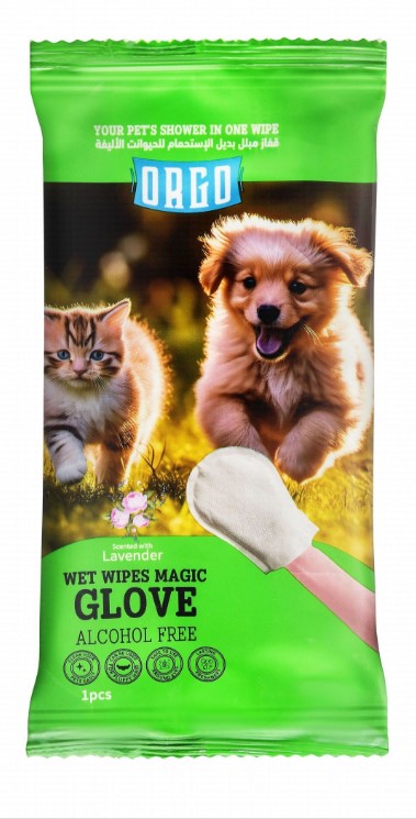 Orgo Pet Wet Wipe Glove lavender Scent 1 wipes