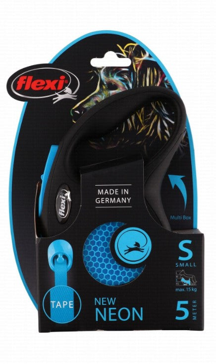 Flexi Design Small Black & Blue 5m Retractable Tape Leash for Dogs (Up to 15kg)