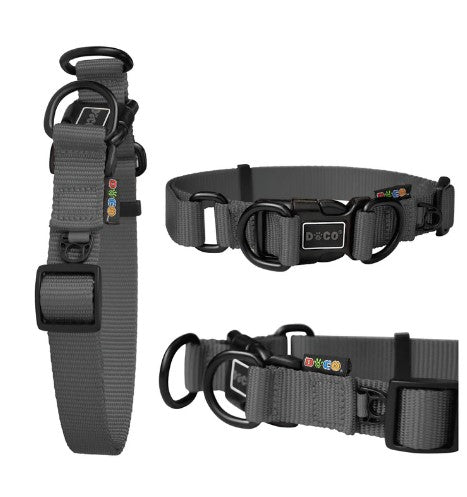 Doco Signature Large Gray Nylon Dog Collar (45-68x2.5cm)