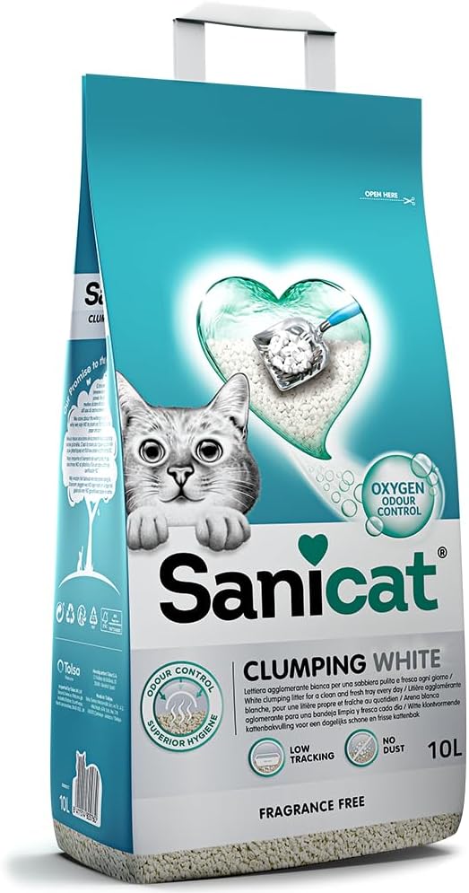Sanicat Active White Ultra Clumping Cat Litter dust free fragrance free 10l