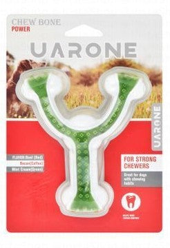 Uarone Green & White Trio Bone Shaped Chew Toy Mint Cream Flavor for Dogs (Up to 16kg)1 pcs