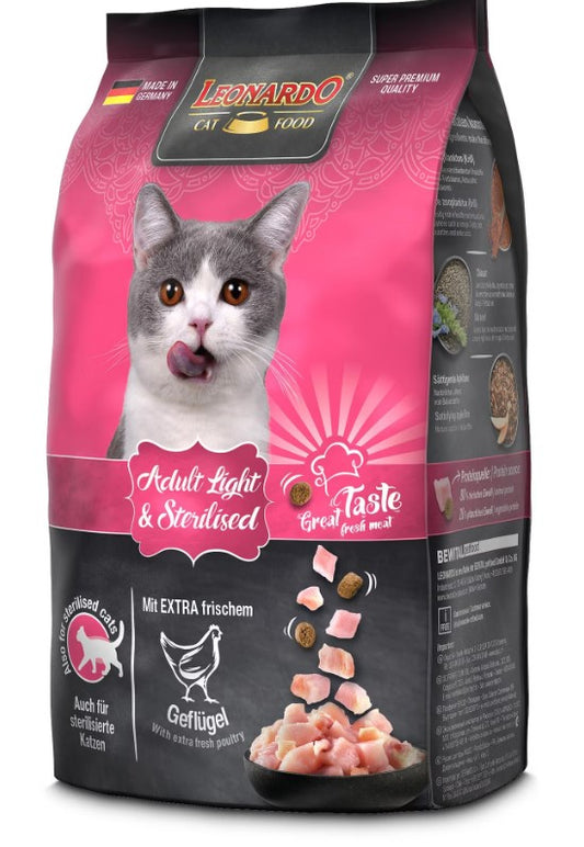 leonardo  dry cat food with poultry light 300gm