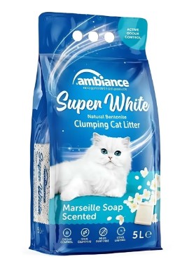 Ambiance White Bentonite Clumping Cat Litter Marseille Soap Scent 5L