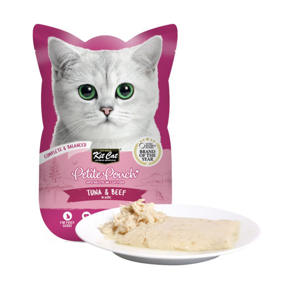 Kit Cat Petite Pouch Wet Cat Food with Tuna & Beef in Aspic 70 gr