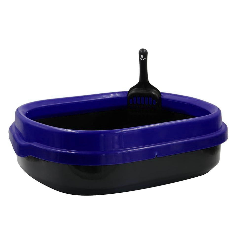 Groovy Cat Litter Tray with Rim & Scoop (42x35x15cm)