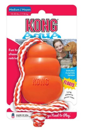 Kong Aqua Medium Orange Floatable Dog Toy with Rope (7-16kg)1 pcs