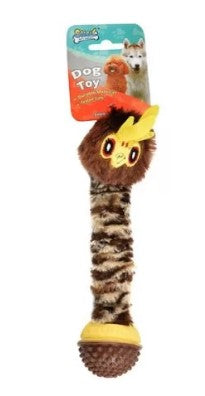 Soleil Brown & Yellow Owl Head Shaped Dog Tug Toy with Ball