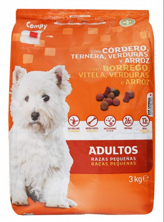 Compy Dry Food with Lamb Beef & Vegetables for Small Breed Adult Dogs 3kg