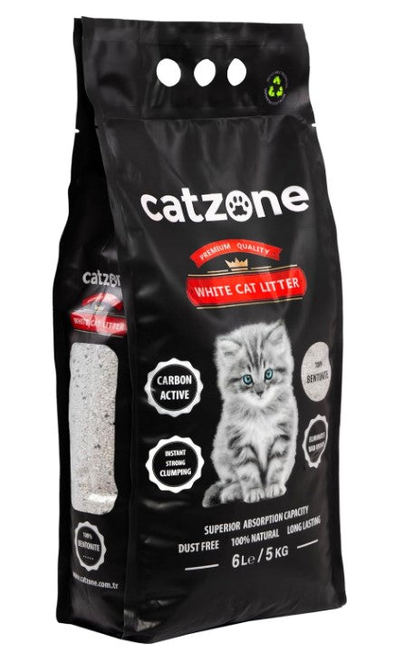 Catzone White Bentonite Clumping Cat Litter CARBON 5k