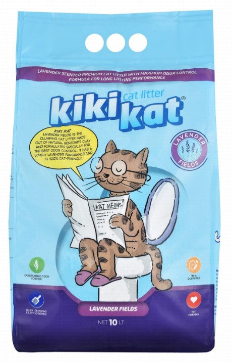 Kiki Kat Bentonite Clumping Cat Litter Lavender  Scent 10l