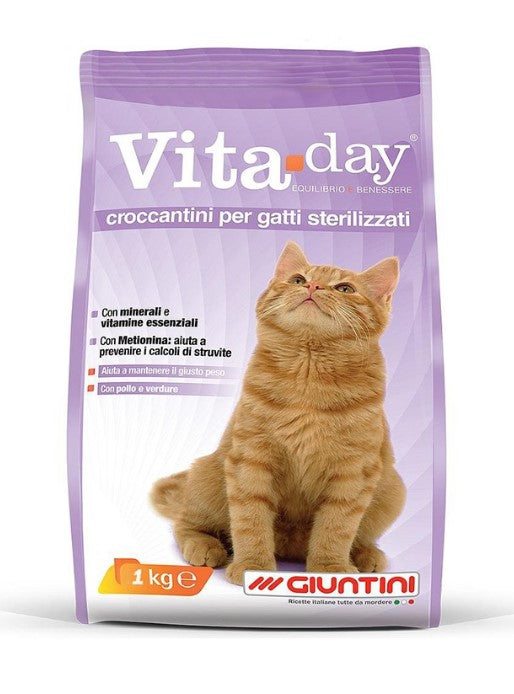 vita day croccantini dry food with chicken&vegetables for sterilised cat 1k