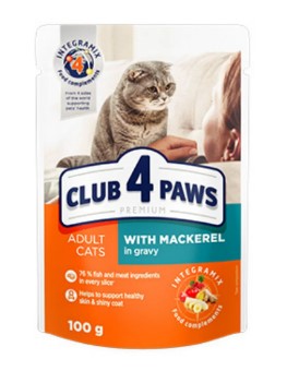 Club 4 Paws Wet Food with Mackerel in Gravy for Adult Cats 100g