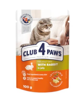 Club 4 Paws Wet Food with Rabbit in Jelly for Adult Cats 100g