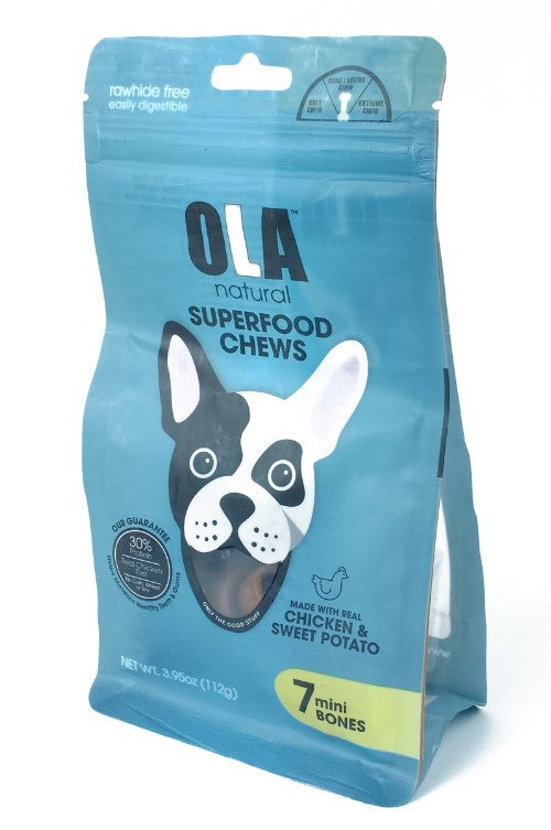 Ola Natural Superfood Mini Chew Bone for Dogs with Chicken & Sweet Potato (Up to 7kg)