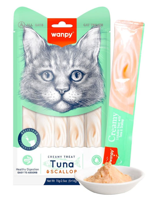 Wanpy Creamy Cat Treats with Tuna & Scallop (5 Pieces)