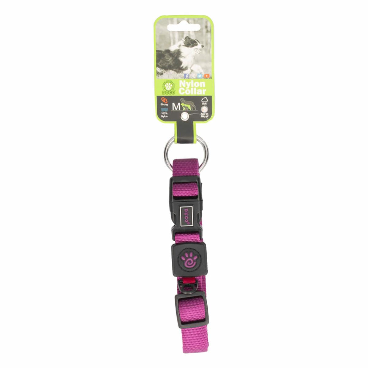 DOCO dog collar medium Nylon o-ring purple (35-51x2cm)