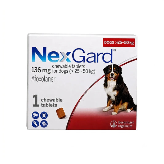 Nexgard Afoxolaner Chewable 136mg Tablets for Large Dogs (25-50kg)