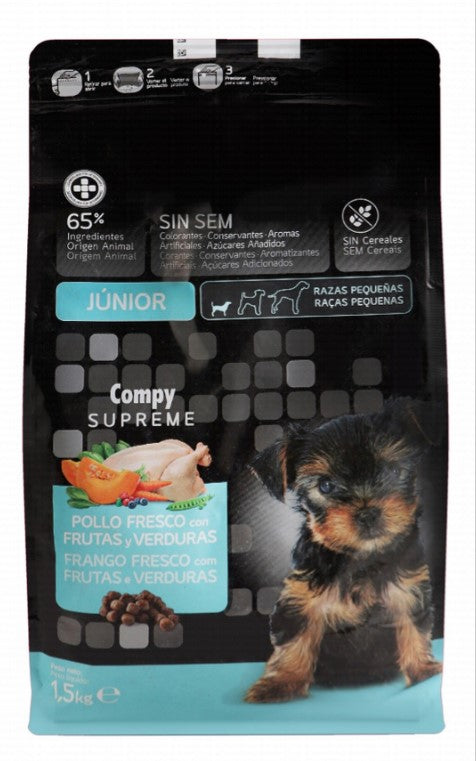 Compy Supreme Dry Food with Chicken Fruits & Vegetables for Small Breed Junior Dogs 1.5kg
