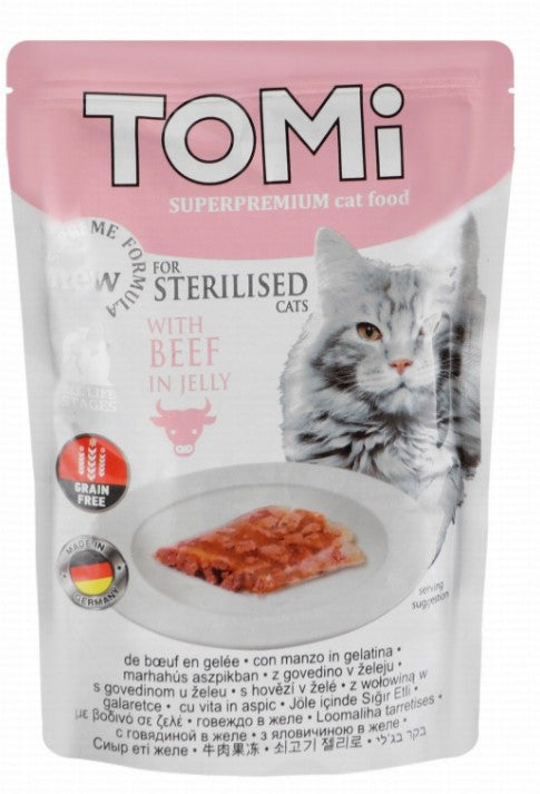 tomi wet food with beef for sterilized cat 85gr