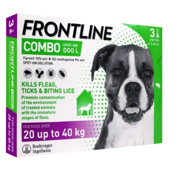 Frontline Combo Flea  Tick & Lice Spot On Solution for Large Dogs (20-40kg) 2.68 ml