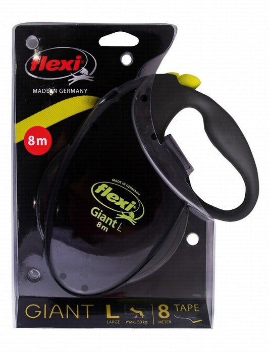 Flexi Giant Large Black & Yellow 8m Retractable Tape Leash for Dogs (Up to 50kg)1 pcs