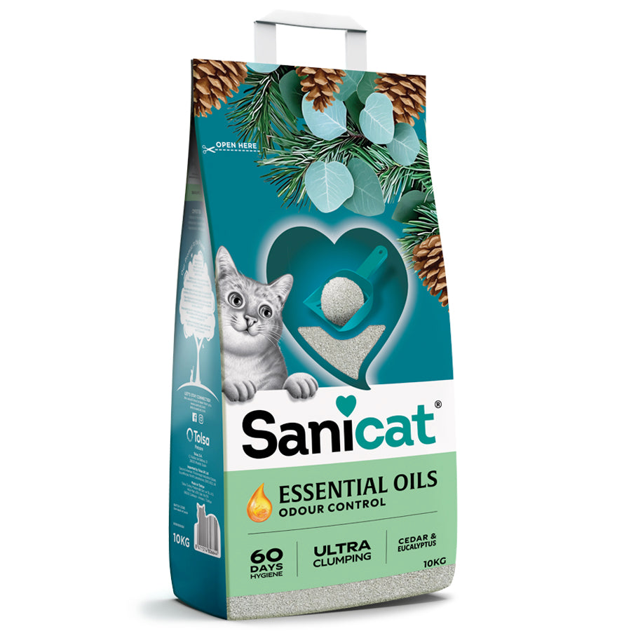 Sanicat Clumping Cat Litter oils cedar & eucalyptus 10 L