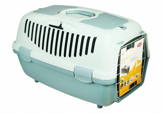 Stefanplast Gray Pet Carrier Crate with Metal Door (48x32x31cm)