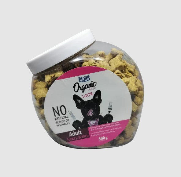 Orgo Organic Biscuit Treats with turky & Rice for Adult Dogs 500gm
