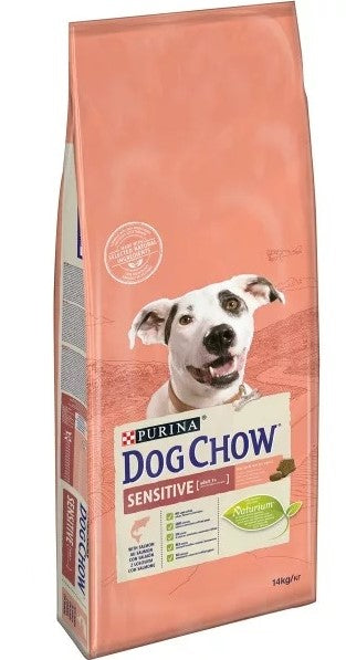 Purina Dog Chow Dry Food with Salmon for Sensitive Adult Dogs (1+ Years) - no added artificial colors no added flavors no added preservatives 3K
