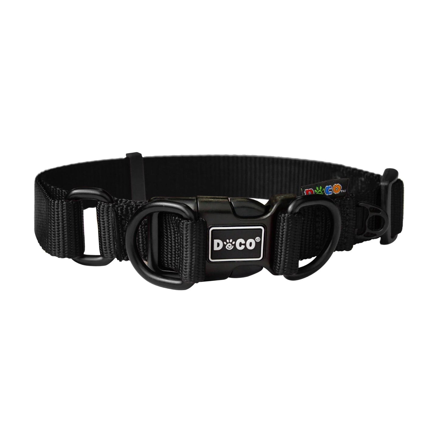 DOCO dog collar Xlarge Nylon Double D-Ring BLACK (75x52x3.8cm)