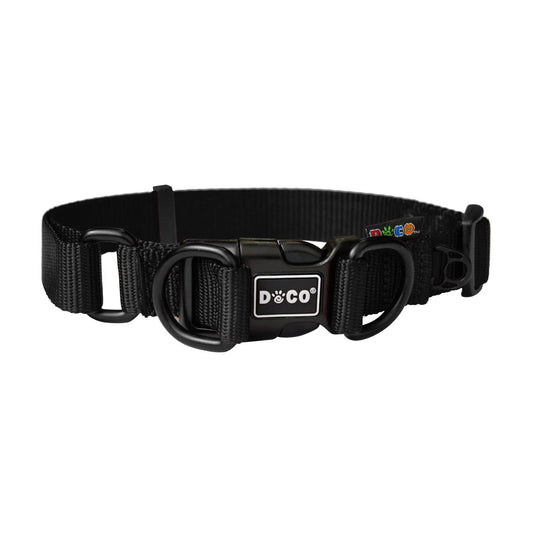 DOCO dog collar Xlarge Nylon Double D-Ring BLACK (75x52x3.8cm)