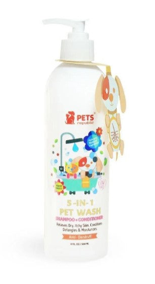 Pets Republic 5in1 Anti-Dandruff Pet Shampoo & Conditioner Baby Powder Scent - sulfate free  parabens free  chemicals free500 ml