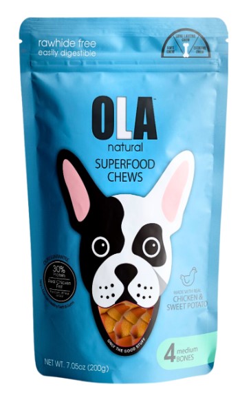 Ola Natural Superfood Medium Chew Bone for Dogs with Chicken & Sweet Potato (Up to 23kg)