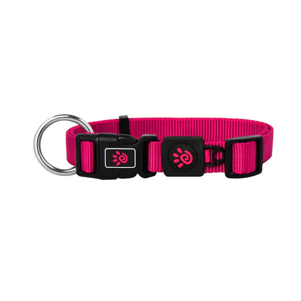 DOCO dog collar medium Nylon o-ring pink (35-51x2cm)