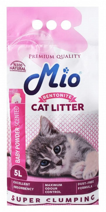 Mio Bentonite Super Clumping Cat Litter Baby Powder Scent - dust free5 L