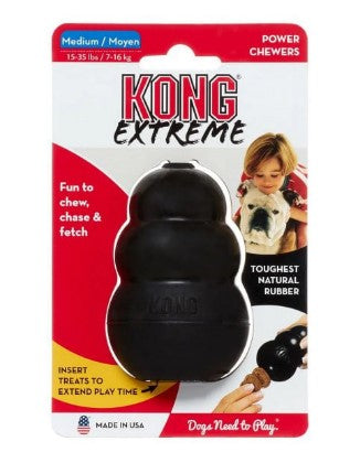 Kong Extreme Medium Black Rubber Treat Dispensing Dog Chew Toy (7-16kg)