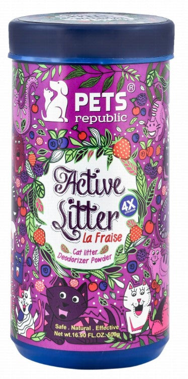 Pets Republic Active Cat Litter Deodorizer Powder La Fraise Scent500 gr