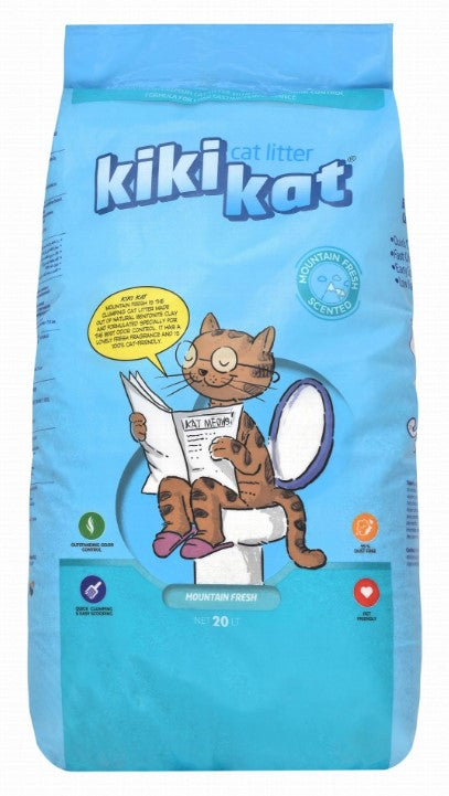 Kiki Kat Bentonite Clumping Cat Litter Mountain Fresh Scent 20L