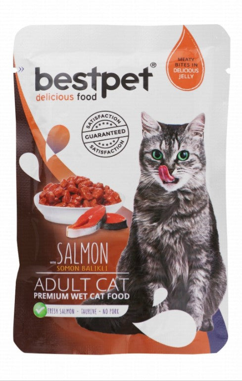 Bestpet Wet Food with Salmon in Jelly for Adult Cats 85gm