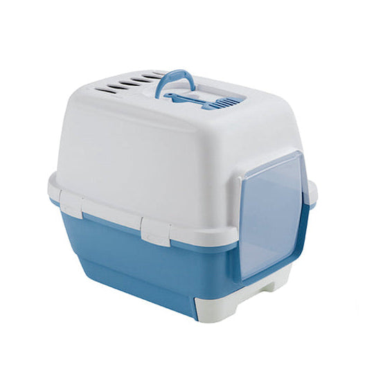 Stefanplast Medium blue & White Cat Litter Box with Scooper