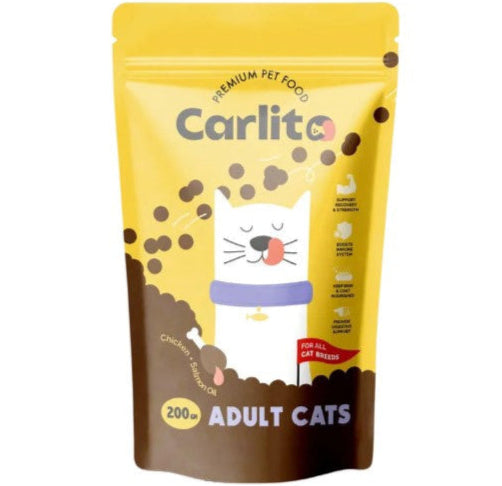 Carlito Dry Food with Chicken & Salmon Oil for Adult Cats 200gm