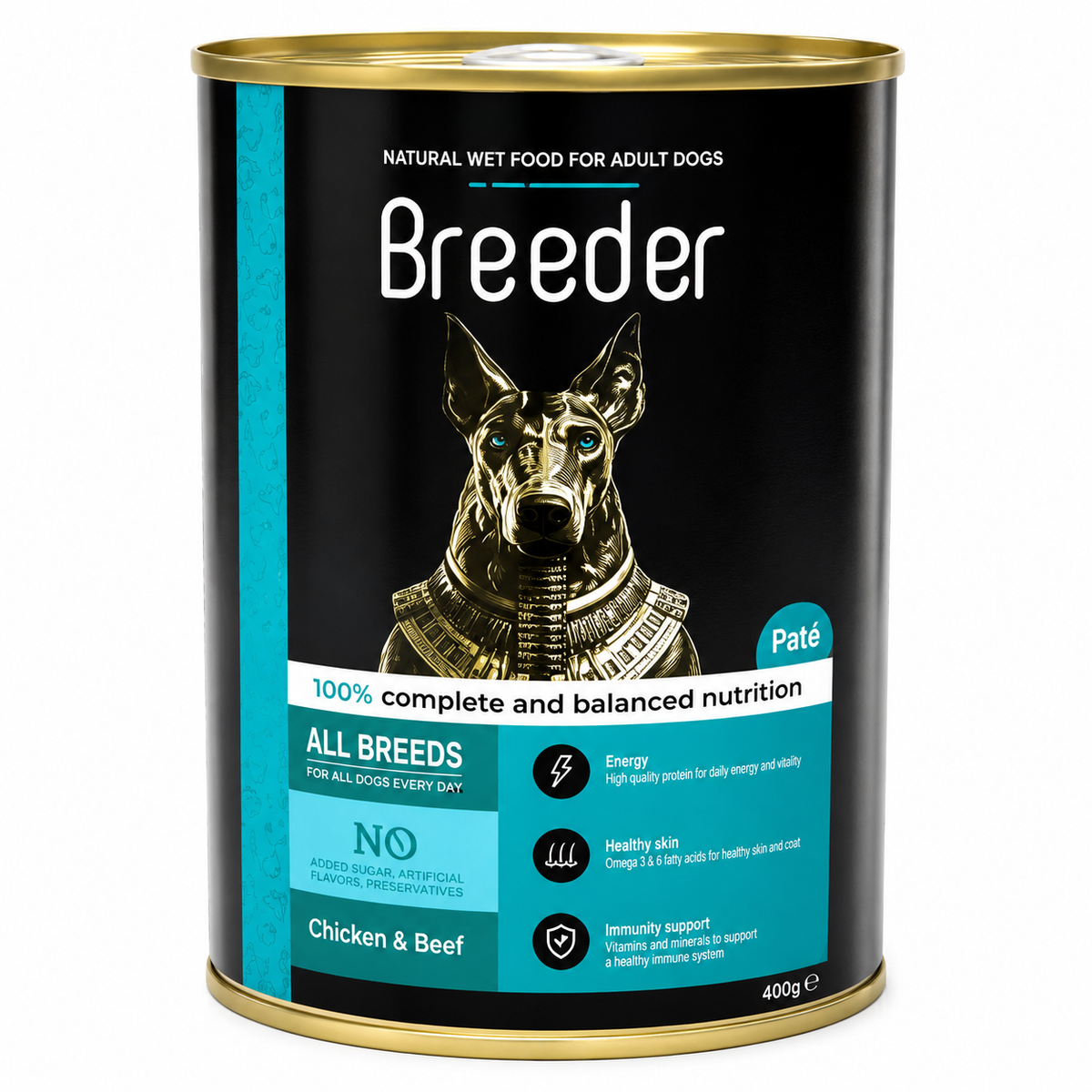 Breeder pate wet food with chicken&beef for dog 400g