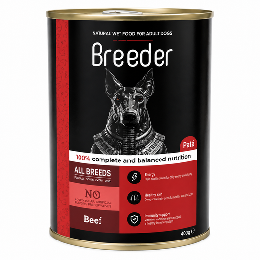 Breeder pate wet food with beef for dog 400g