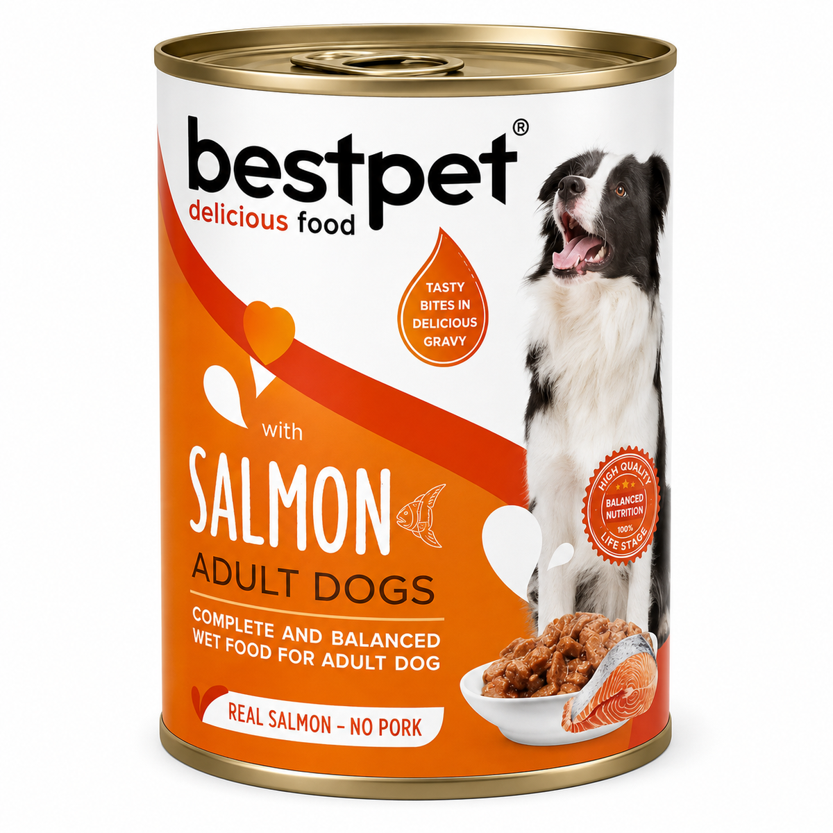 Bestpet Wet Food Chunks with Salmon in Gravy for Adult Dogs 400gm