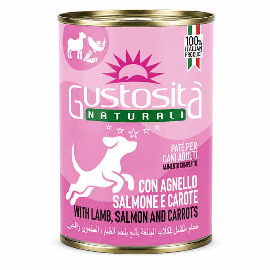 Gustosita wet pate with salmon & lamb for dogs 400g
