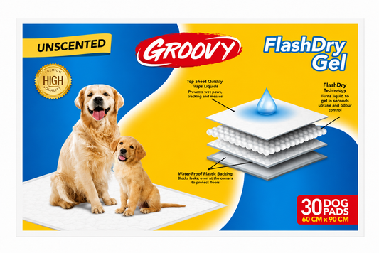 Groovy Flash Dry Gel Dog Training Pads Unscented (90x60cm)30 per pack