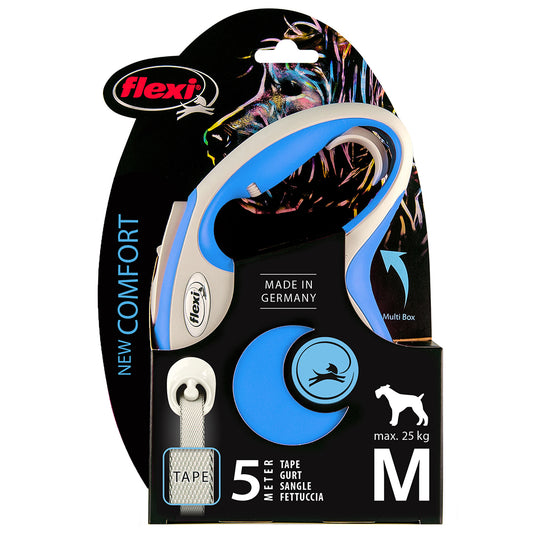 Flexi Comfort Medium light blue & White 5m Retractable Tape Leash for Dogs (Up to 25kg)